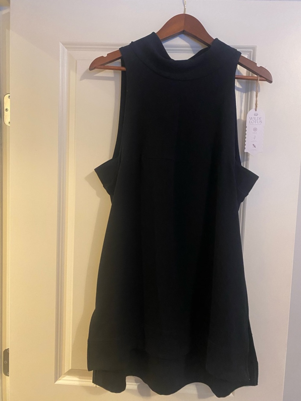 Sleeveless Black Mini Dress with High Neck